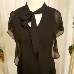ALYX Black tank with shear overlay and tie neck